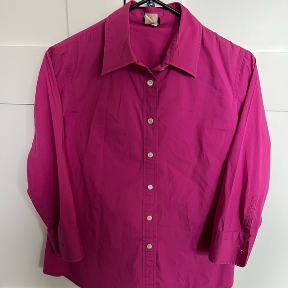 EUC J. Crew Dark pink button down shirt size S with 3/4 length sleeves - Picture 1 of 4
